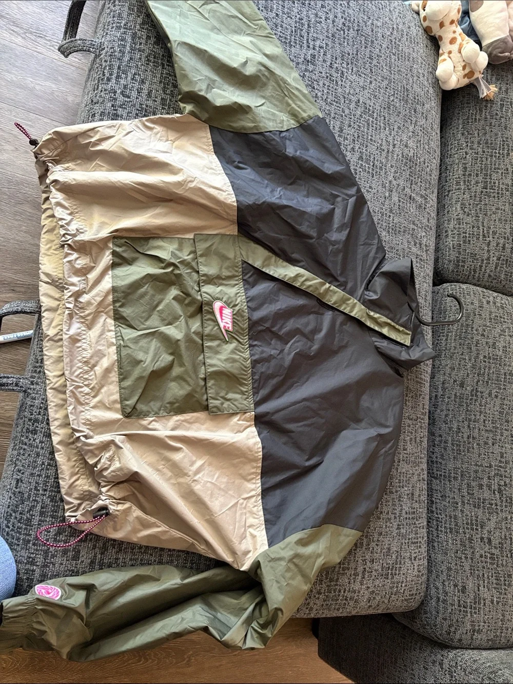 Nike Olive, Tan & Dark Gray Colorblock Windbreaker